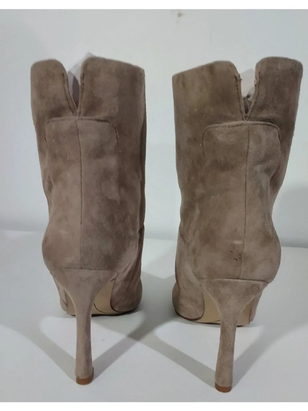 Boots Nine West Beige Suede Stiletto Size 7.5 Pull On 4 Inch Heels Never Worn - Picture 6 of 9